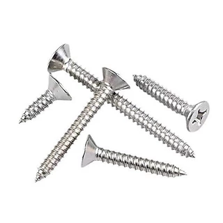 👉🏻ถุกที่สุด​👈🏻สกรูเกลียวปล่อย ชุบนิเกิล หัวF+ (1 กล่อง 100ตัว) มีหลายขนาด
