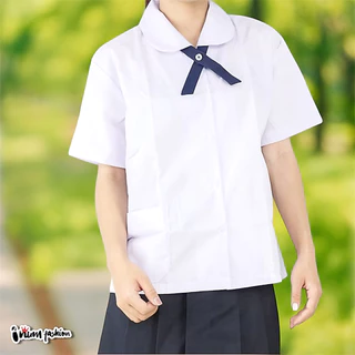 NFshoes เสื้อนักเรียนหญิง คอบัวผ่ากลาง [เล็กกว่าสมอ1ไซส์] เนื้อผ้าดี ทรงสวย ใส่สบาย ถูกระเบียบ ชุดนักเรียน