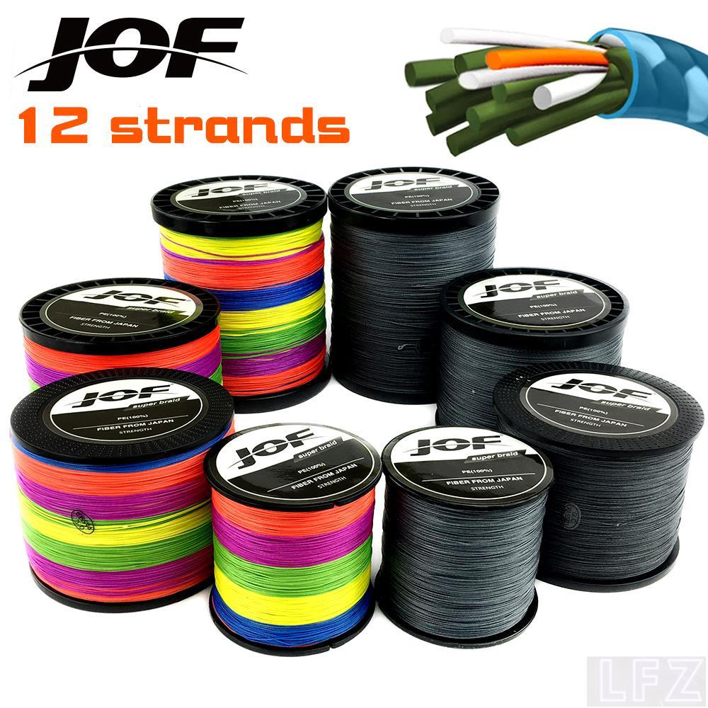 Jof Pesca สายเบ็ดตกปลา แบบ PE 12 แกน 25-120 Lb 100, 300, 500 ม.