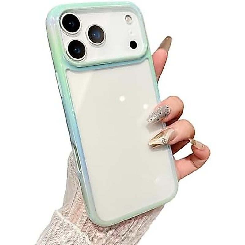 สําหรับเคส iPhone,กรอบสีสันสดใสใสเข้ากันได้กับเคส iPhone (iPhone 16 Pro Max,สีดํา)