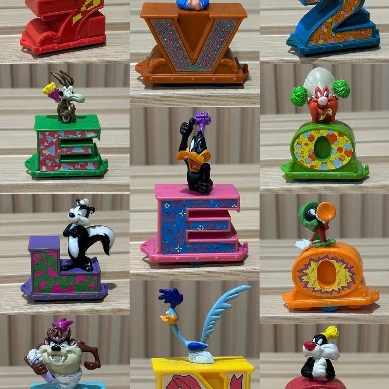 มือสองครบ 12 ชิ้น(ตำหนิสีเฟดคราบ) โมเดล Looney Tunes ปี 1999 งาน 7-11