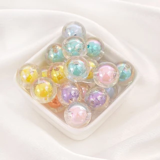 8-16มิลลิเมตรสีชุบแซนวิชรอบลูกปัดโปร่งใสที่มีสีสันรอบลูกปัด ทําเอง อุปกรณ์ที่ทําด้วยมือ