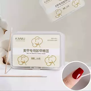 แท่งไม้พันสำลี 2 ตัวเลือก LORROSSI●KANIU สำหรับเช็ดขอบเล็บ ยาว 7●10 ซม. บรรจุกล่อง พร้อมส่ง