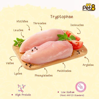 PET8 สันในไก่เจอกี้ (ห่อใส) ขนม-อาหารว่างสำหรับสุนัข ทำจากเนื้อไก่แท้คุณภาพ 350g-400g