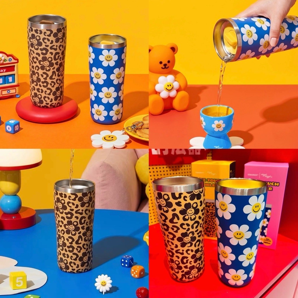 พร้อมส่ง Wiggle Wiggle x Glasslock ของแท้ แก้วเก็บอุณหภูมิ Tumbler แก้วน้ำมีฝาปิด แก้วออฟฟิศ แก้วกาแฟ 69033