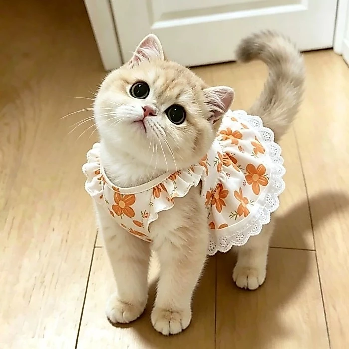 [คลังสินค้าพร้อม] Cat Flower Breathable Anti-Lint Sling Princess Dress Summer thumbnail 3