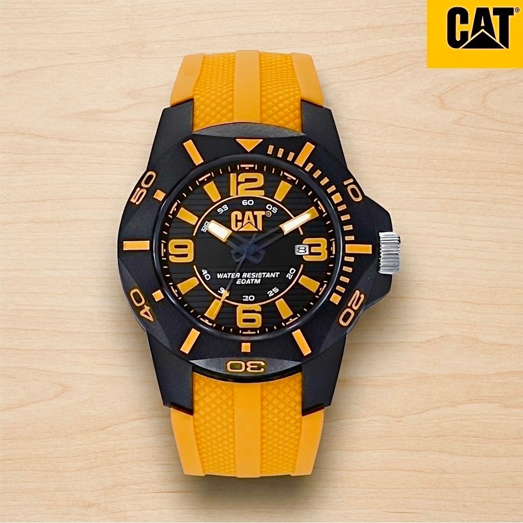 นาฬิกาข้อมือ CAT แบรนด์แท้ 100% รับประกันสินค้า 1 ปี มีใบรับประกัน นาฬิกา Caterpillar คาเทอร์พิลาร์ สีเหลืองดำ ส่งจากไทย