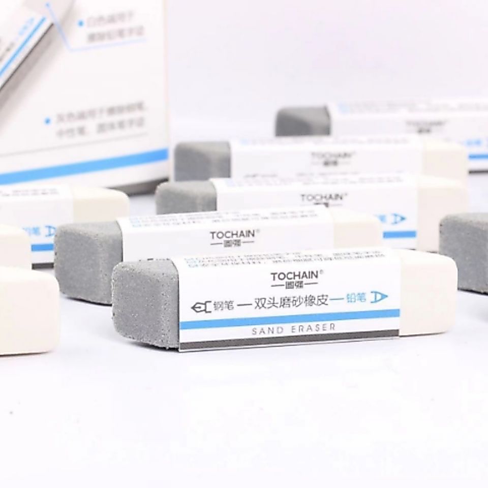 ยางลบผลิตภัณฑ์พรีเมี่ยม Half Sand Dual-use Eraser Pen Pencil Dual-use Eraser Less Dandruff Easy