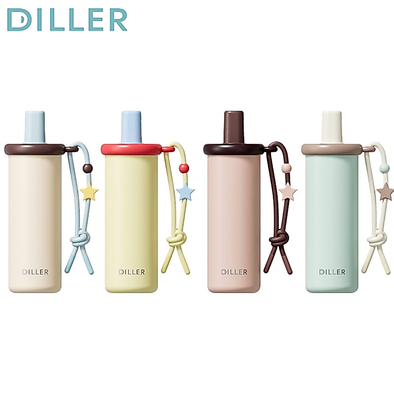 Diller กระติกน้ําสูญญากาศ Thermos 316 สแตนเลสพร้อมหลอดดูดเย็นและร้อนขวดน้ําดื่ม 560ml D9642
