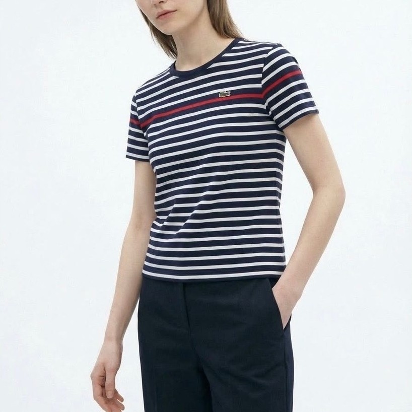 [LACOSTE] 💯   Striped Cotton T-Shirt
