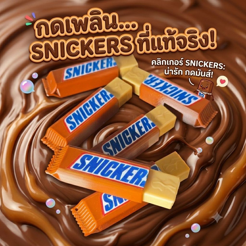 Clicker พวงกุญแจ ช็อคโกแลต SNICKERS แท่งใหญ่ กดเพลิน