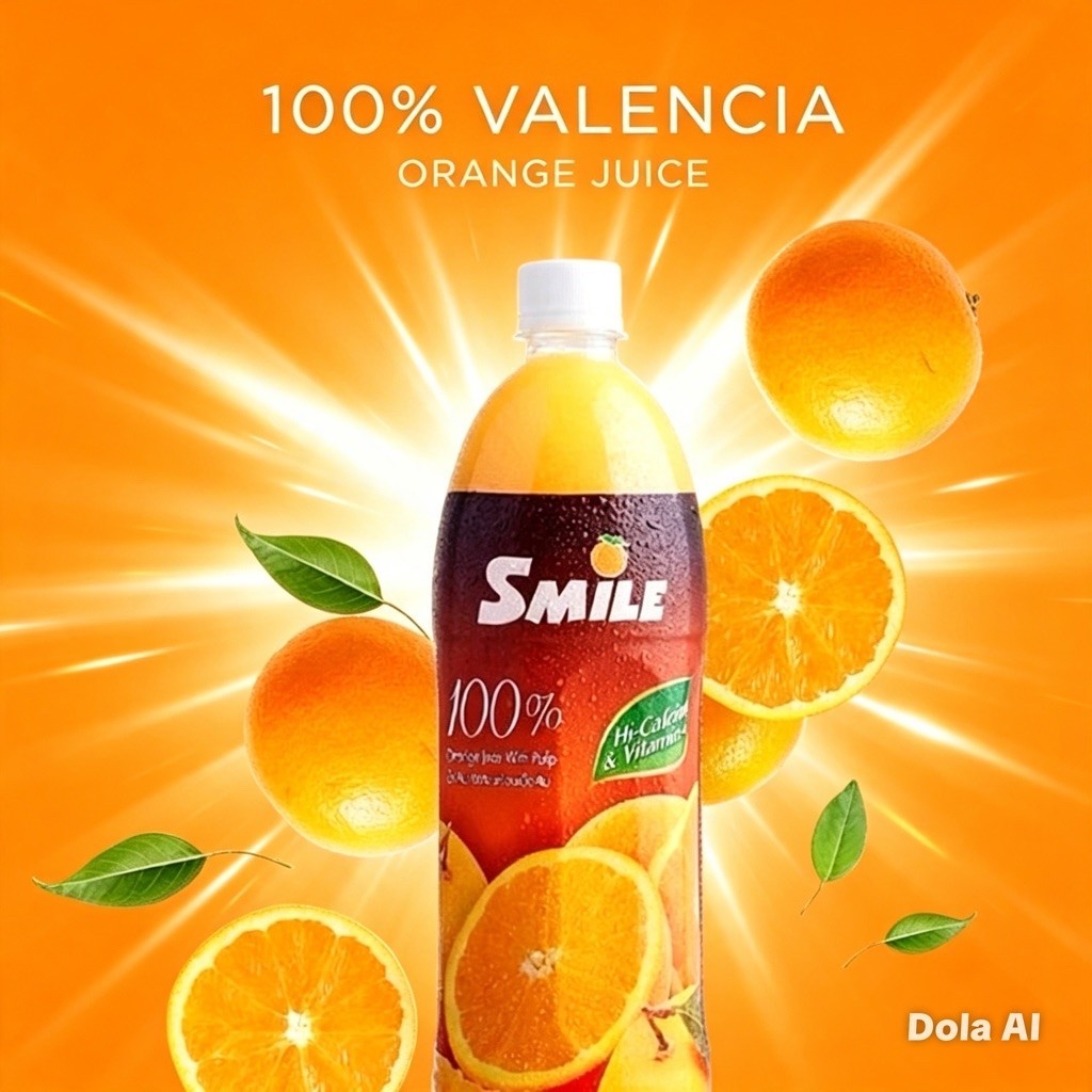 น้ำส้มนูบูนพร้อมเนื้อ 100% พาสเจอร์ไรส์ ตราสไมล์ ขนาด 1 ลิตร (NO10)