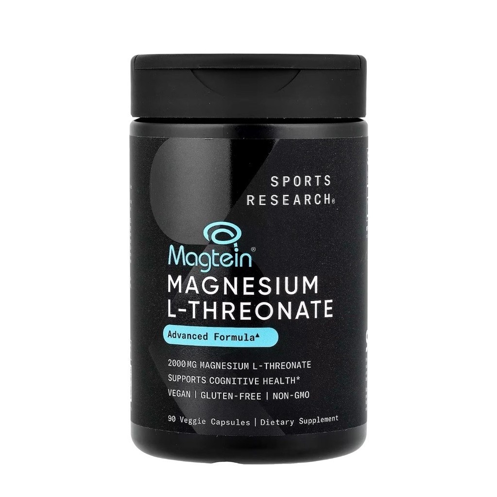 Sports Research Magtein®, Magnesium L-Threonate, 90 Veggie Capsules (666 mg per Capsule), แมกนีเซียม