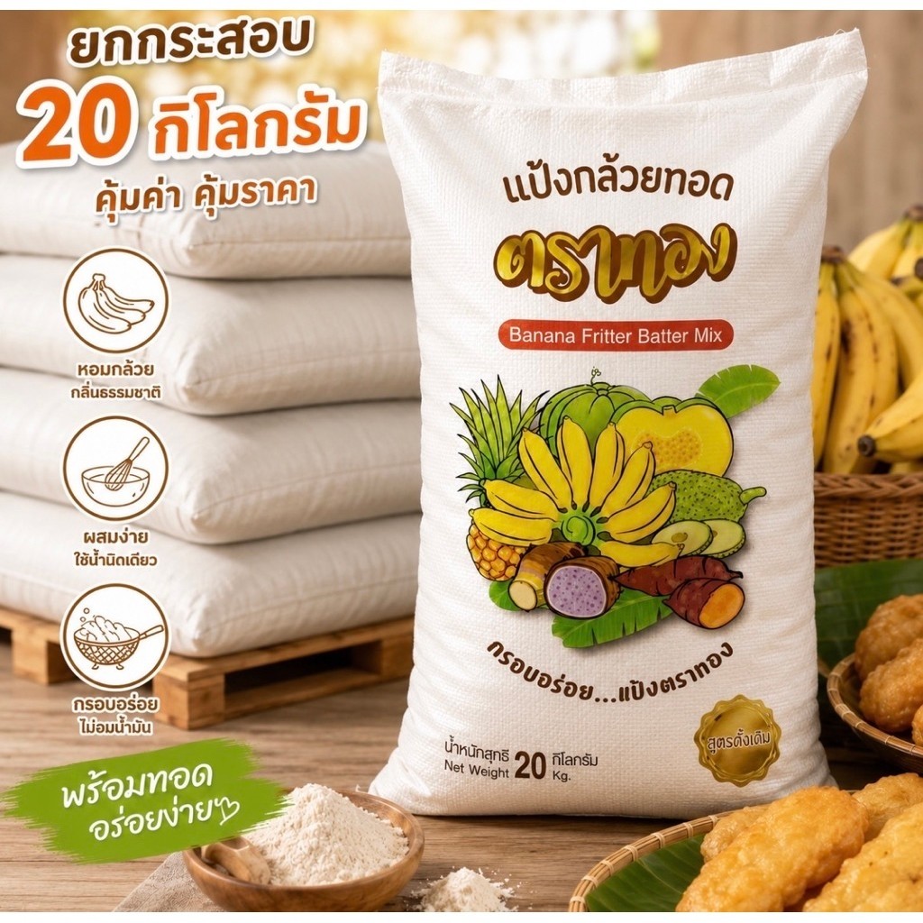 แป้งทองกล้วยตาทอง ยกกระสอบ 20 กก