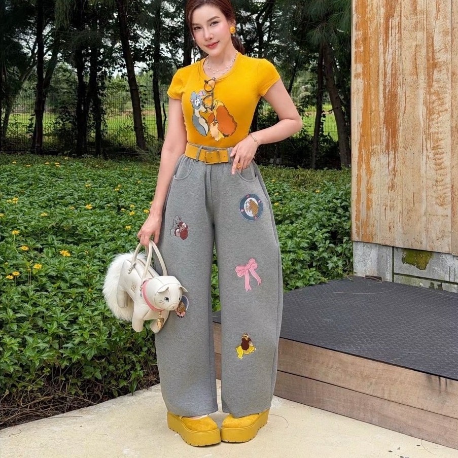 Jidapa ,Valley   girl เซต 3 ชิ้น Setผ้าวอม+กางเกง+เสื้อ+เข็มกลัด Size.XXL