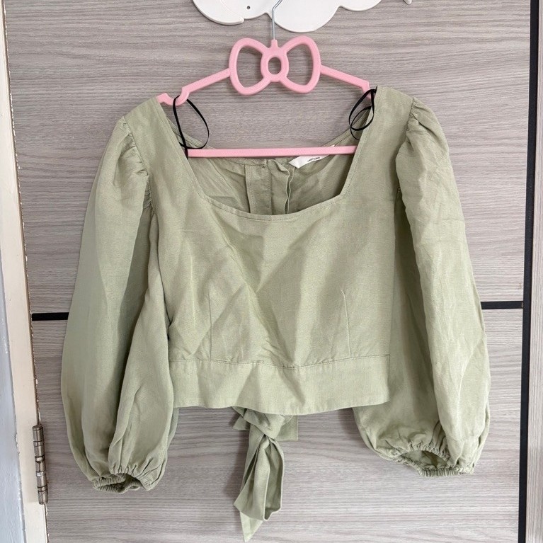 Crop H&M Linen แขนพอง