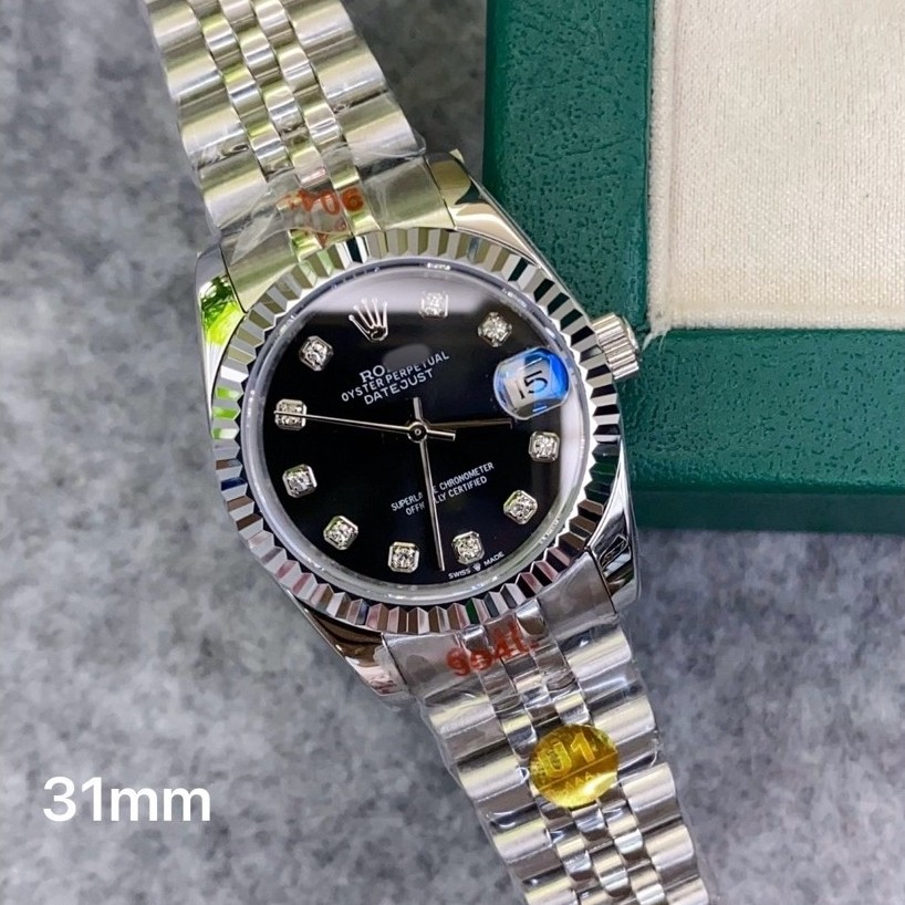 นาฬิกาDatejust31mm ระบบออโต้ หน้าปัดดำสายJubileeงานCC