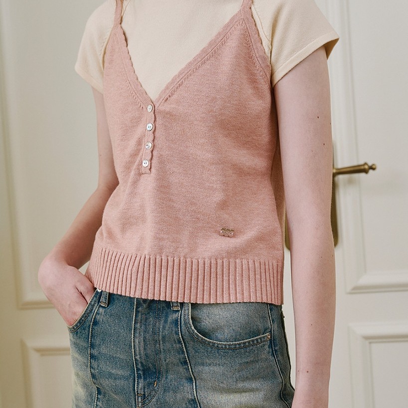 (พร้อมส่ง) Marnie knit-layer top เสื้อไหมพรมทอ