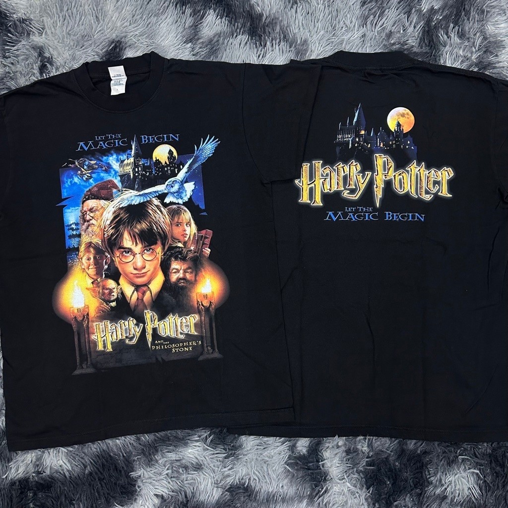 เสื้อยืด Harry Potter สกรีนจมDTG (ผ้าดำคอตตอนCombป้ายUnited Athle)