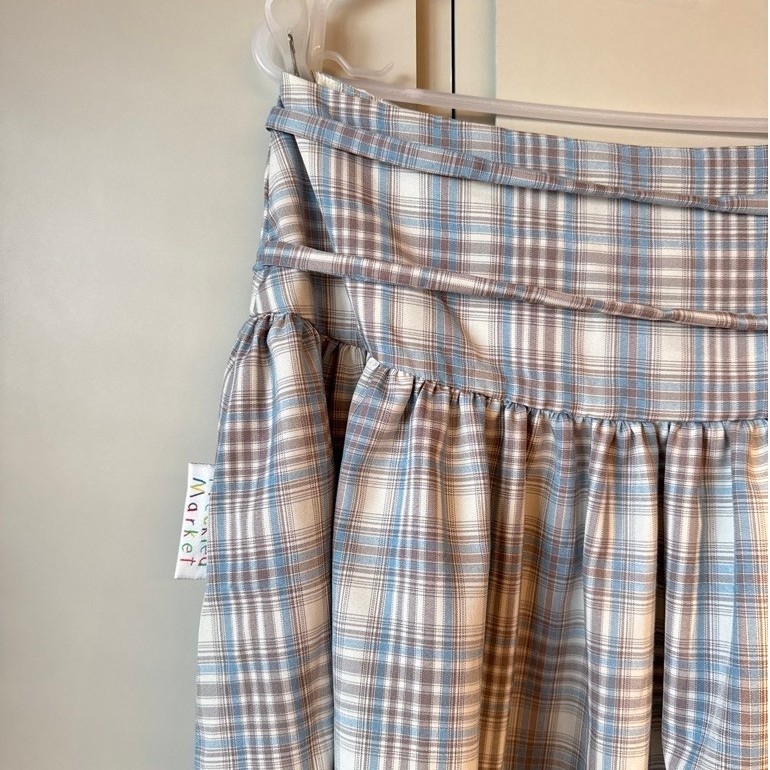 (ส่งต่อ) Checked Ribbon Skirt - The freckled market