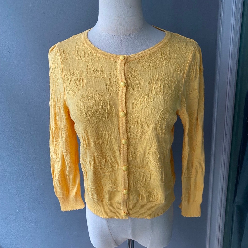 USED Dolly Girl by Anna Sui yellow cardigan size 2