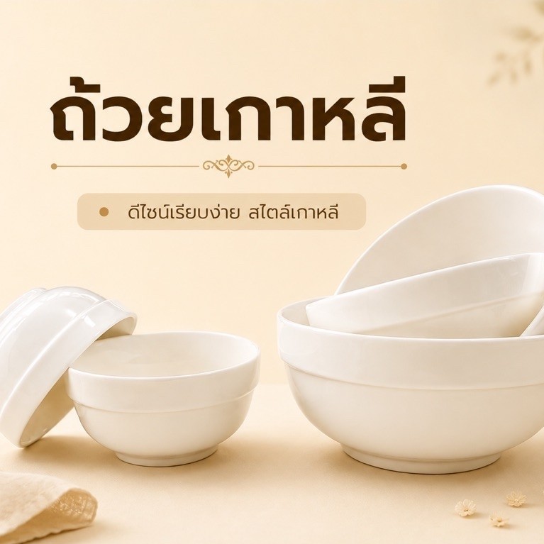 ถ้วยเกาหลีเซรามิกสีขาว มีขอบ ดีไซน์เรียบหรู สไตล์เกาหลี ทนความร้อน ใช้กับไมโครเวฟและเครื่องล้างจานได้