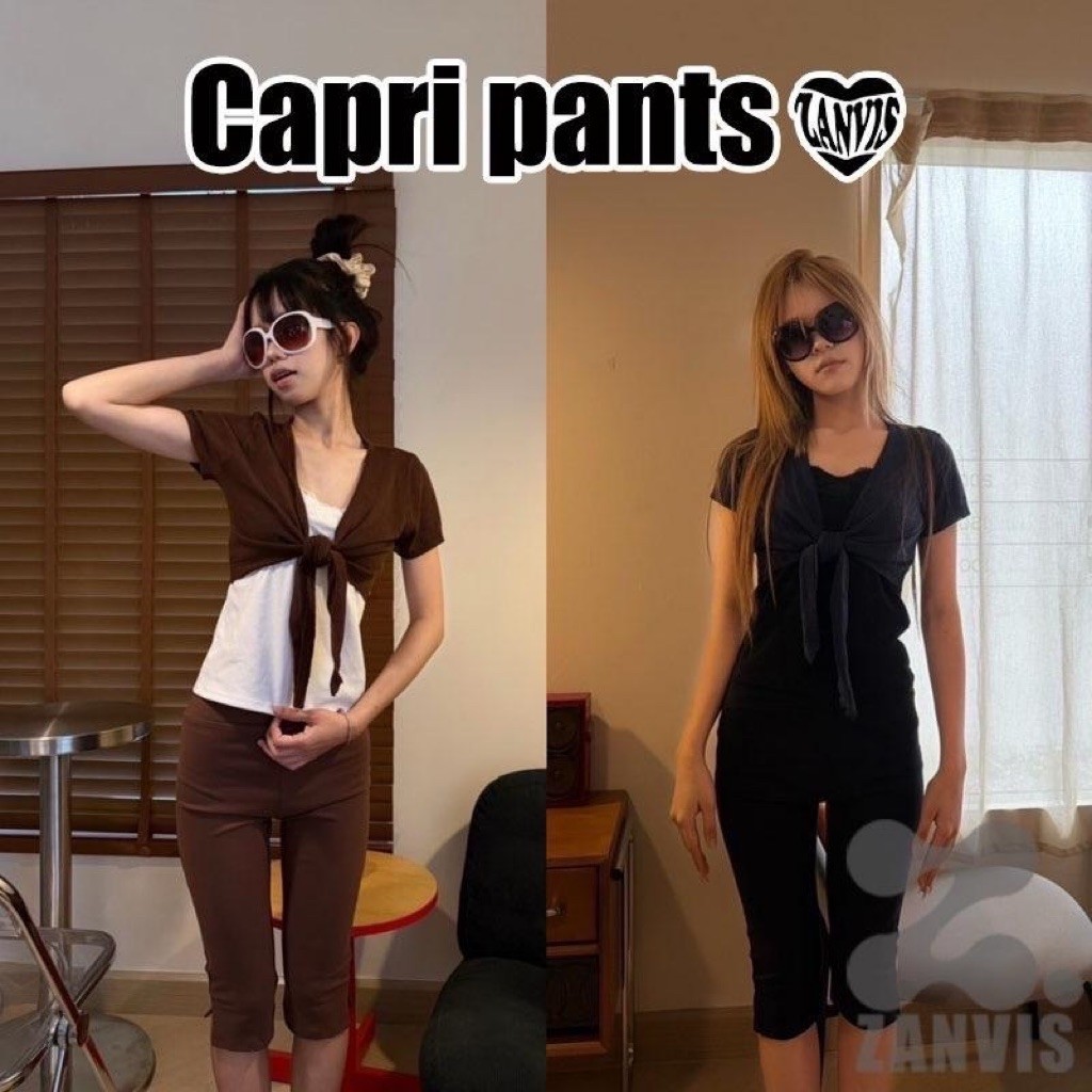 (Zanvis) Capri Pants ทรงสวย เก็บหุ่น ผ้าคอตตอลยูนิเนื้อนิ่ม ยืดเยอะ
