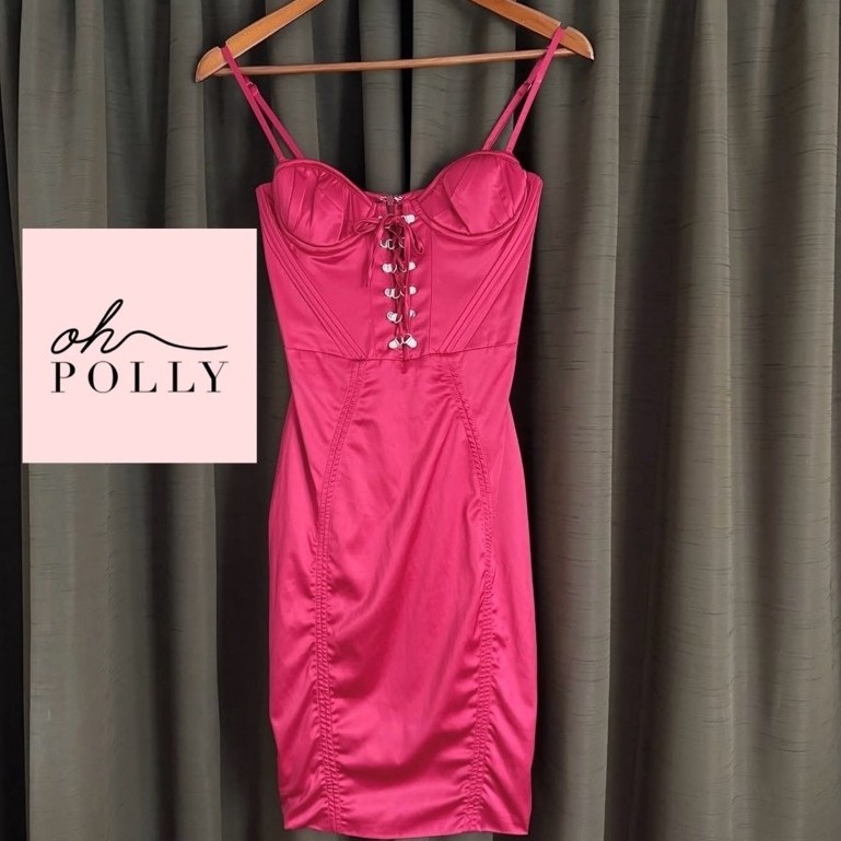 เดรสOH POLLYแท้ สีแดง bralette dress สวยมาก red dress