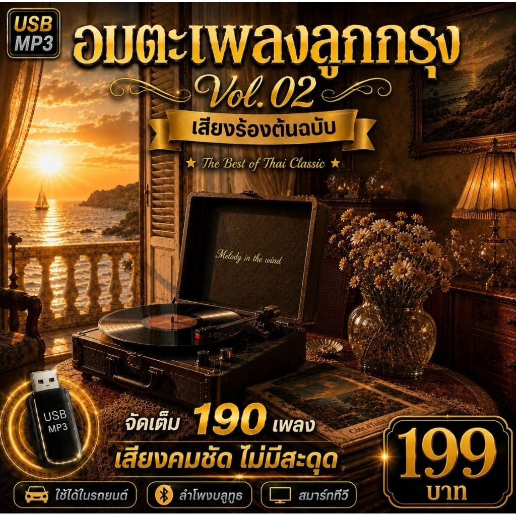 USB แฟลชไดร์ฟ MP3 อมตะเพลงลูกรุง Vol.02 ไพเราะทุกบทเพลง