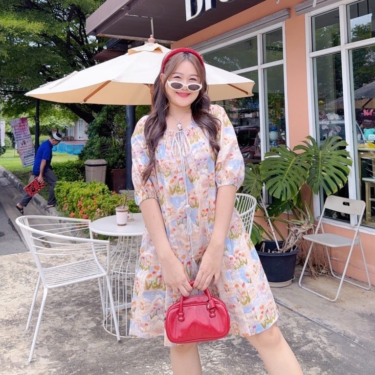NITAAN(46/52)จั๊มสูทปลาดาว ที่สุดของใจ ชอบมากๆผ้าคอตตอน คอรูดได้เอง สายเชือกลูกปัด ขาบานฟีลกระโปรงกางเกง เป้ายาว ไม่รั้ง รูปที่ 2