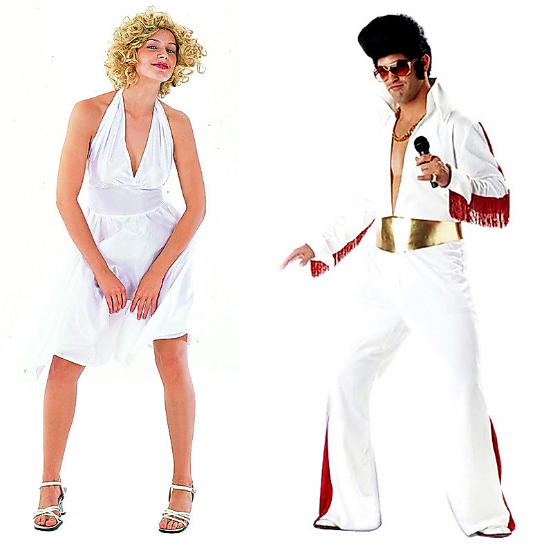 เครื่องแต่งกายฮาโลวีน cos Marilyn Monroe ชุด Big Wave วิกผม Elvis Jumpsuit เลียนแบบแสดง
