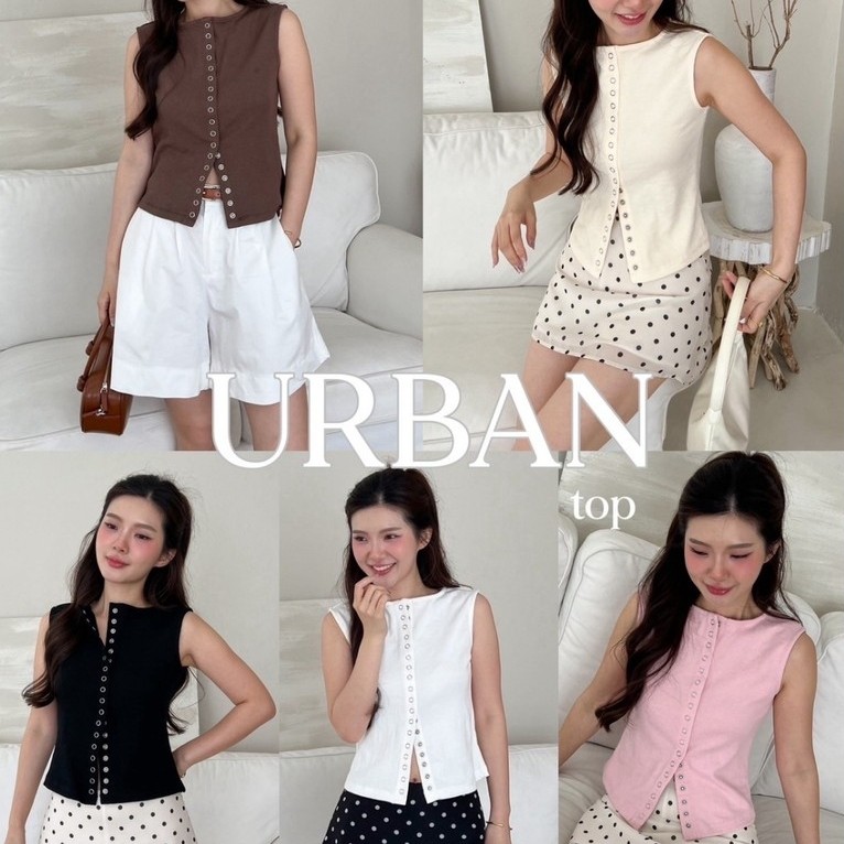 SHOP.POPO-Urban top เสื้อแขนกุดกระดุมสแน็ป