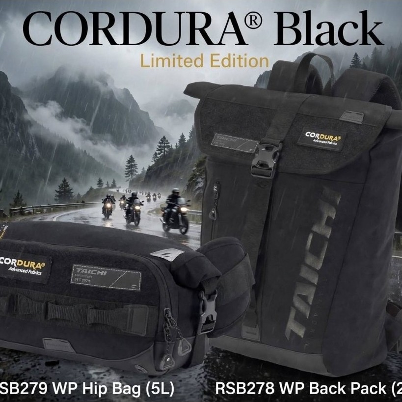 RS TAICHI กระเป๋าเป้และกระเป๋าคาดเอว กระเป๋าซีรีส์ CORDURA Black จากแบรนด์ RS Taichi เป็นรุ่นพิเศษ (