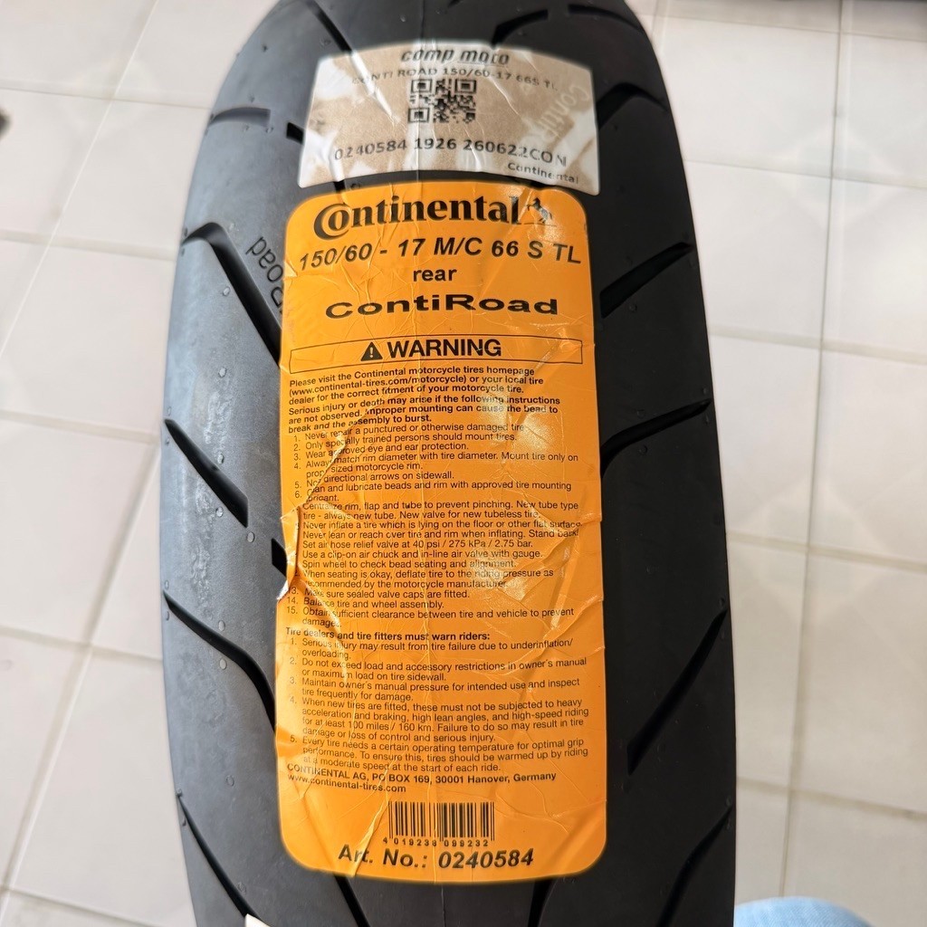 ยางcontiRoad 150/60-17 ยางใหม่