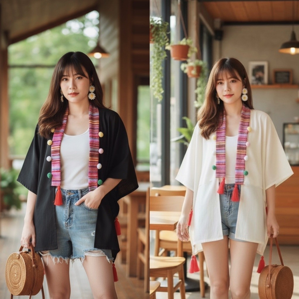 เสื้อคลุมผ้าฝ้ายสไตส์ชาวเขา