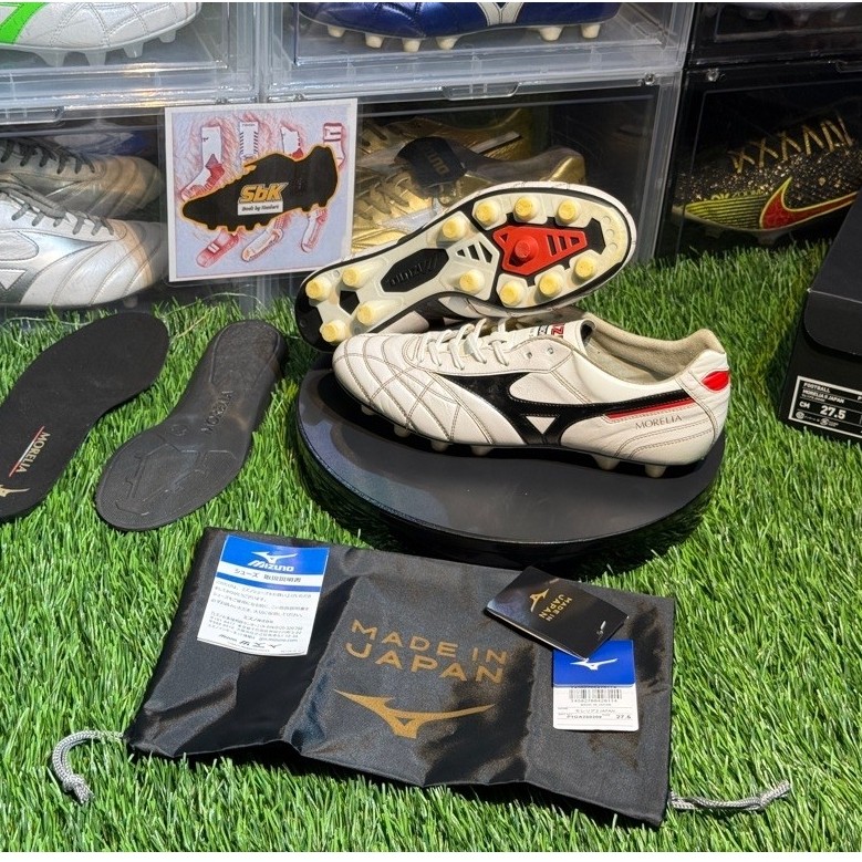 มือสอง รองเท้าฟุตบอล Mizuno Morelia M8 40th  สีขาว OG 🤍🖤(P1GA250209) Made in Japan🇯🇵 ของแท้