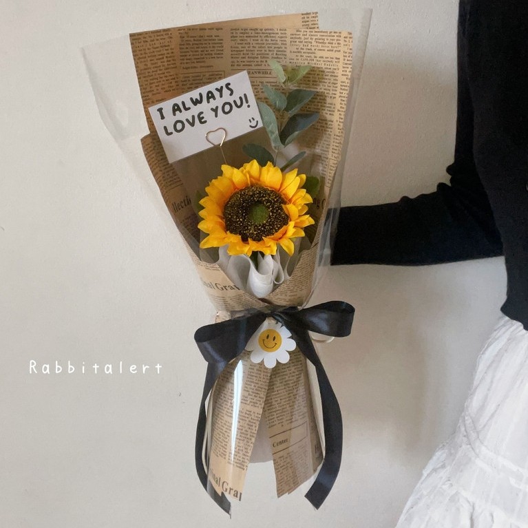 🌻ช่อดอกไม้ปลอม ช่อทานตะวันมีการ์ด9แบบให้เลือกช่อดอกไม้แทนความรู้สึก💓