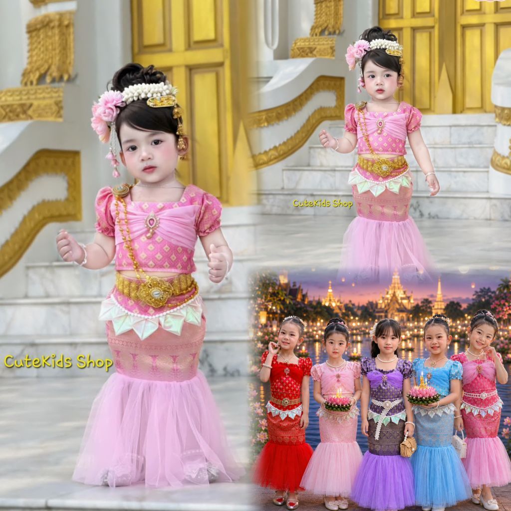 ชุดไทย หางปลานางเงือก ชุดลอยกระทง ชุดกลีบดอกบัว