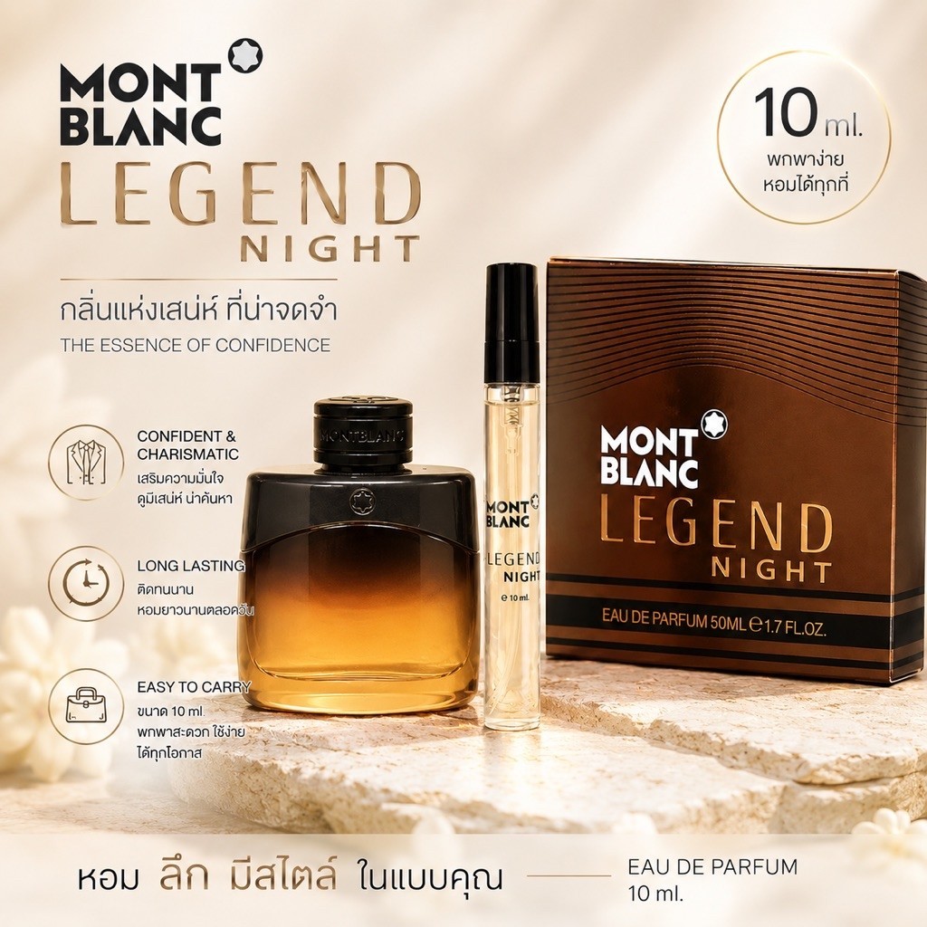 น้ำหอม Mont blanc legend night น้ำหอมแบ่งขาย ขนาดทดลอง 10 ml. หอมติดทนนาน