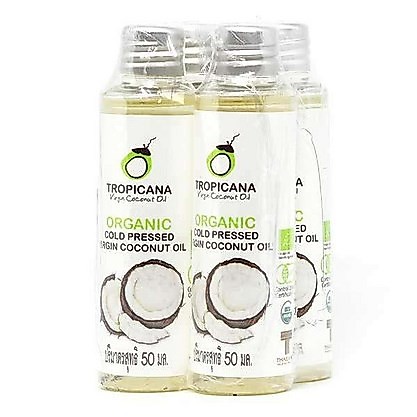 Tropicana น้ำมันมะพร้าวสกัดเย็น 50 ml 4ขวด สกัดเย็น Organic
