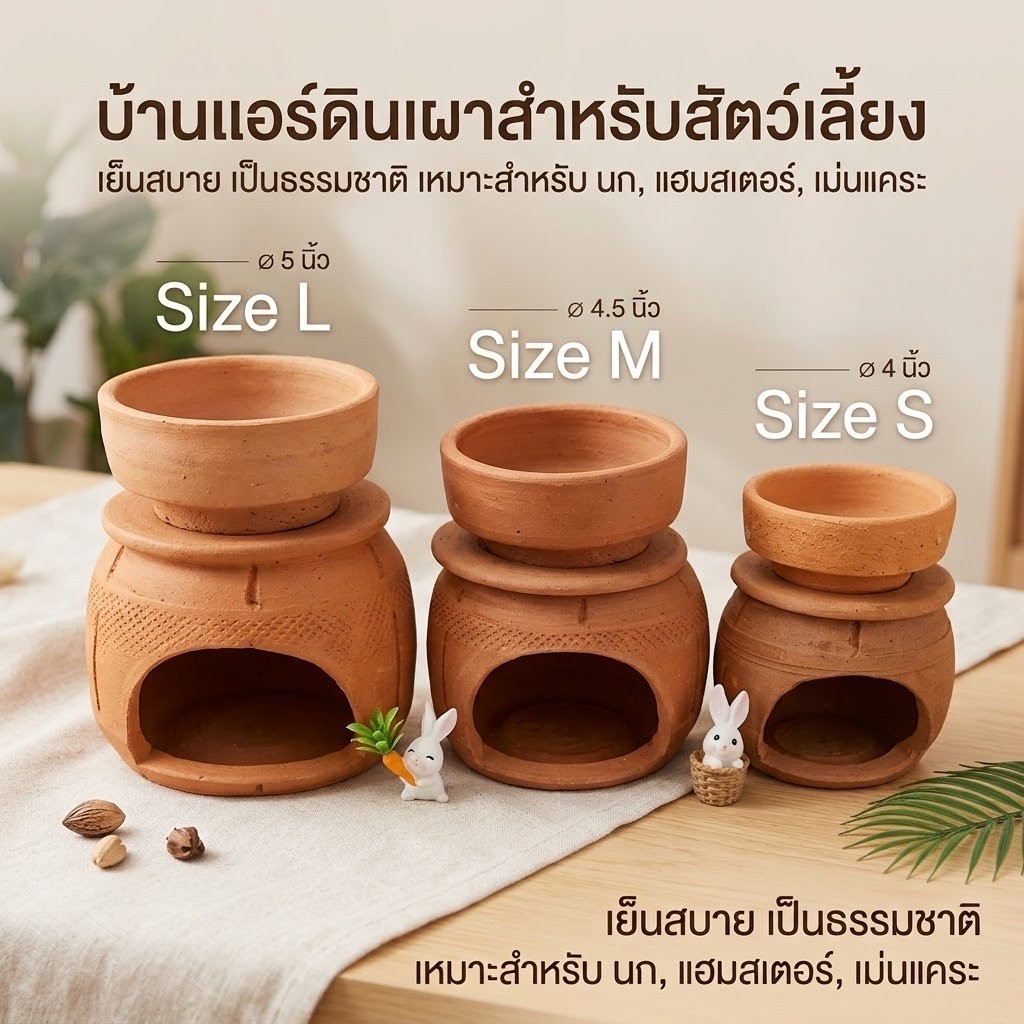 บ้านแอร์ดินเผา บ้านดินเผาสัตว์เลี้ยง🐰 set3 ชิ้น มี3 ขนาด ให้เลือก🐰💥พร้อมส่ง💥