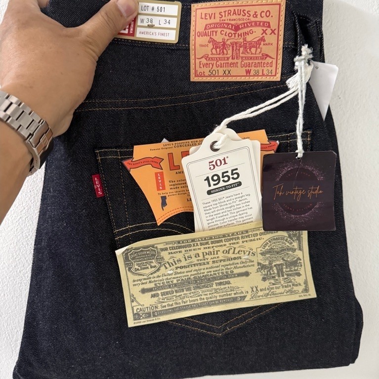 Levi’s 501 XX redtap-big”E” ริมแดง LVC 1955 Made in Japan , button 3015 , Size W38 L34 (ขนาดจริงดูตร