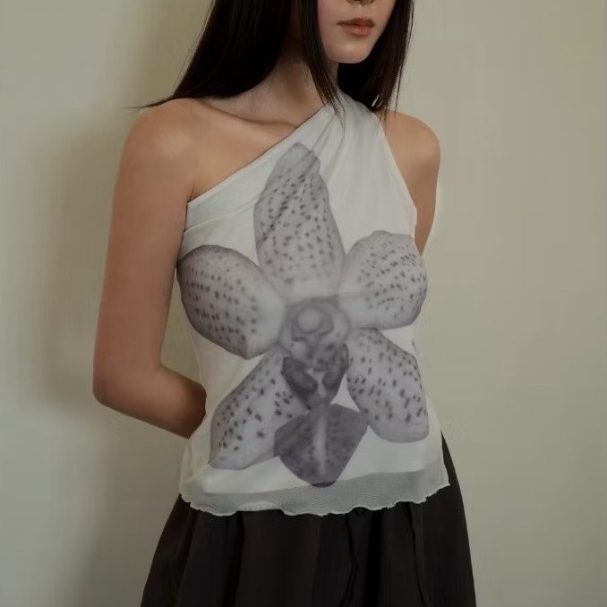 (used) Weekend begins - Wan Orchid Printed Top