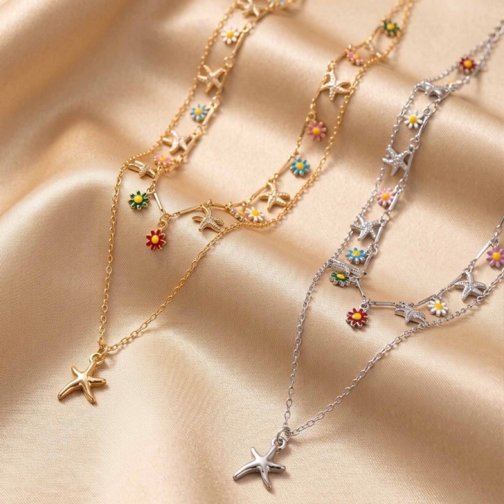 DMP พร้อมส่ง สร้อยคอจี้ปลาดาว งานสวยมาก มี 2 สี เงิน/ทอง ใส่แล้วดูสวยดูแพง