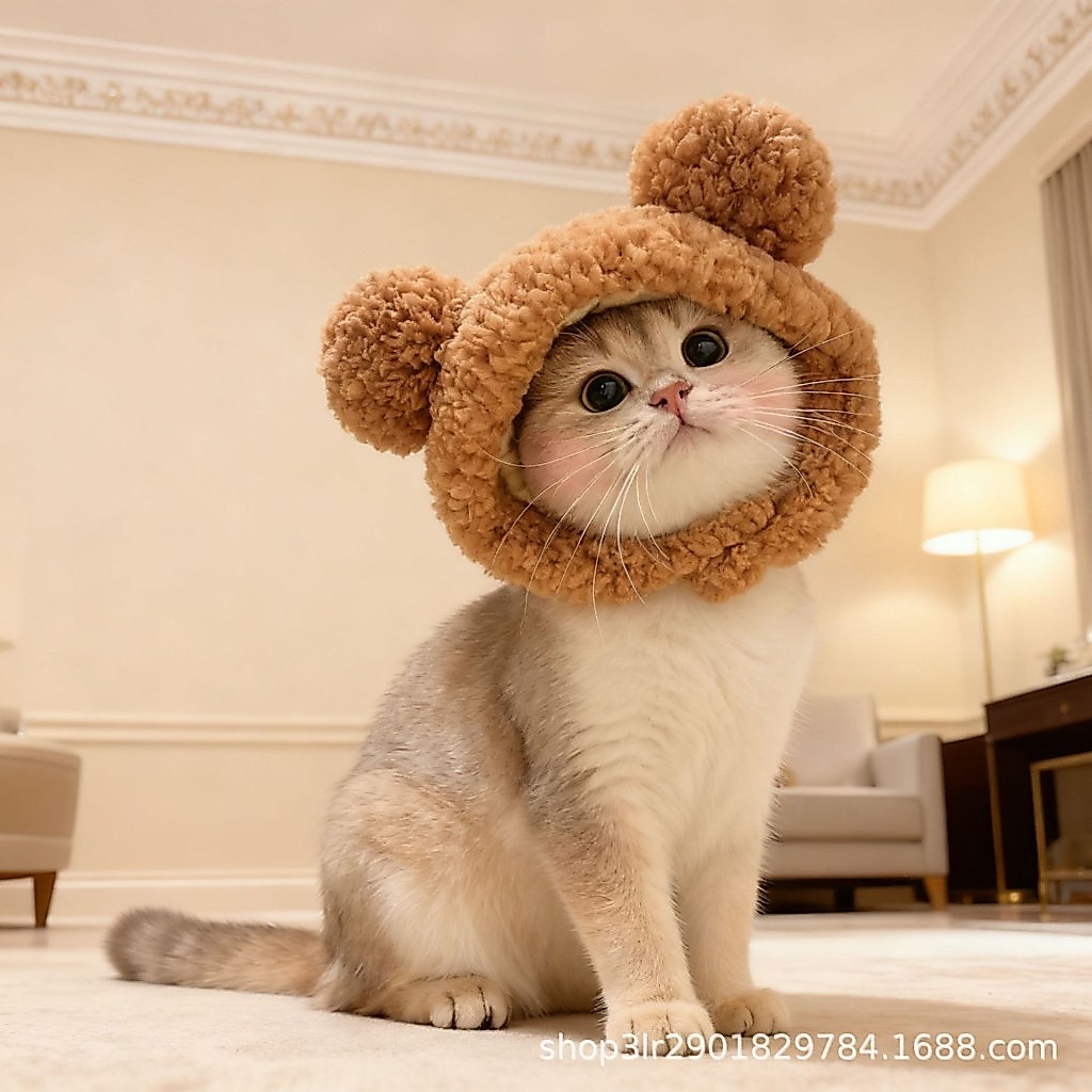 หมวกสัตว์เลี้ยง Piglet Mi Cat Hat หมวกตุ๊กตาลูกแมวน่ารักตกแต่งสุนัขหมวกรูปถ่ายตลก