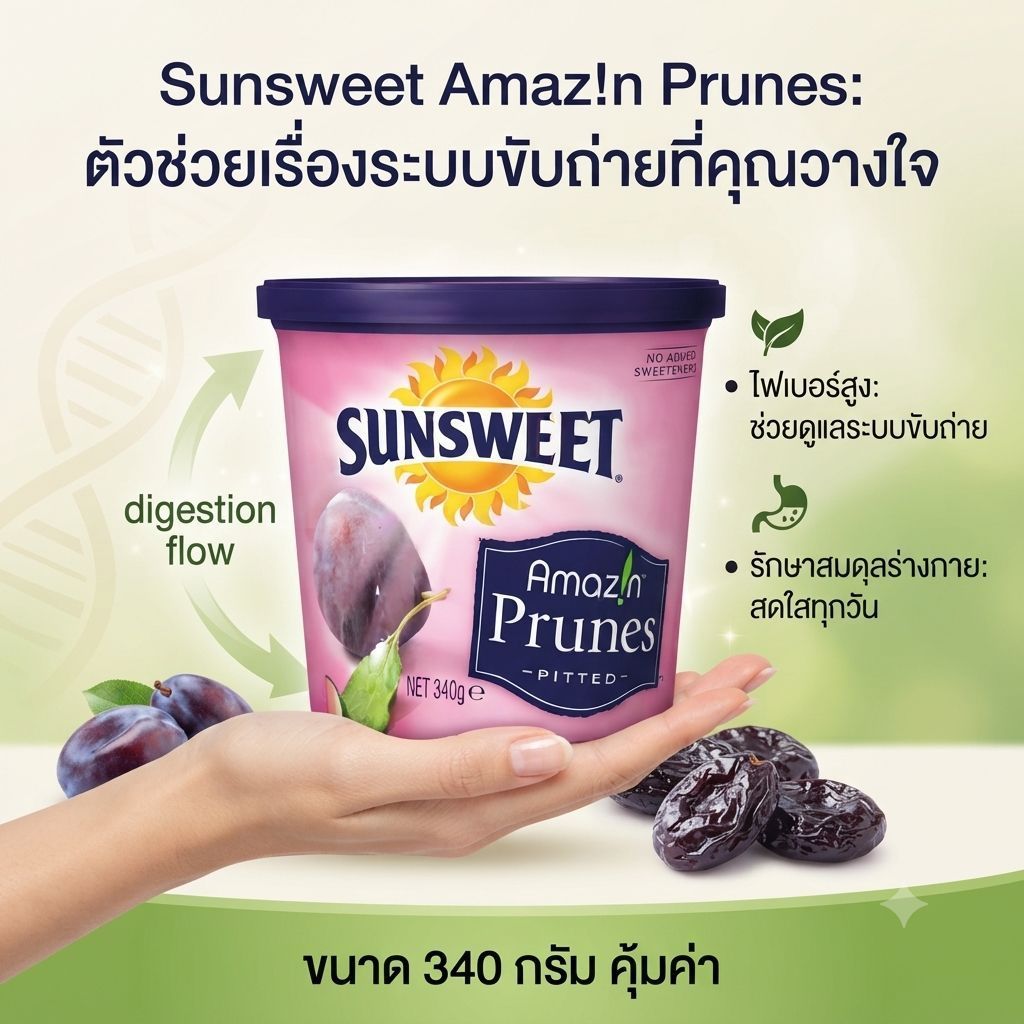 Sunsweet Amaz!n Prunes Pitted (ลูกพรุนไร้เมล็ด ซันสวีท) สูตรไม่เติมน้ำตาลเพิ่ม