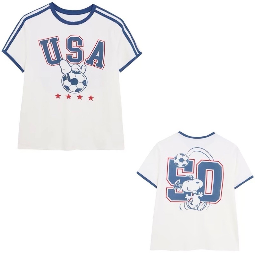 Snoopy เสื้อยืด เสื้อบอล  เสื้อฟุตบอล Soccer สนูปปี้ ⚽️ SNOOPY (TS851) Flr.7
