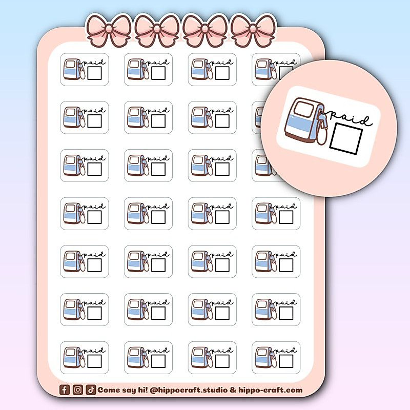 Top-up petro pays tracker | Planner sticker sheet ชำระค่าน้ำมัน แพลนเนอร์สติ๊กเกอร์