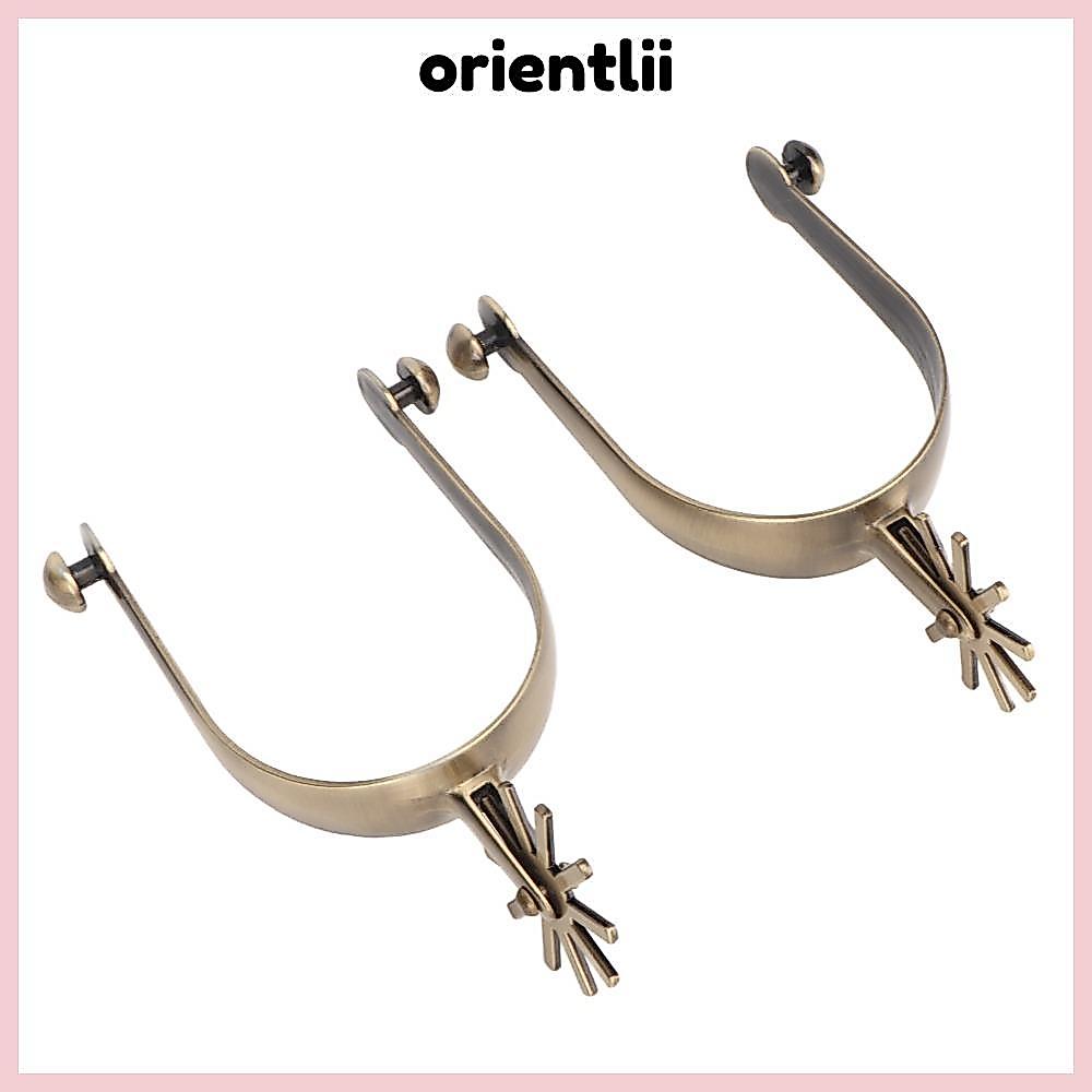 ORIENTLIIY 2 ชิ้น Western Spurs, Rust Proof Zinc Alloy Horse Spurs, ทนทานทองเหลือง Bronze Rotatable 