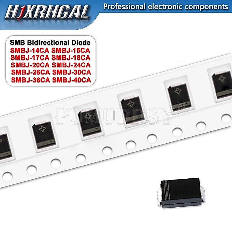 ไดโอดทีวี 600W SMB DO-214AA SMBJ-14CA SMBJ-15CA SMBJ-18CA SMBJ-20CA SMBJ-24CA SMBJ-40CA 50 ชิ้น